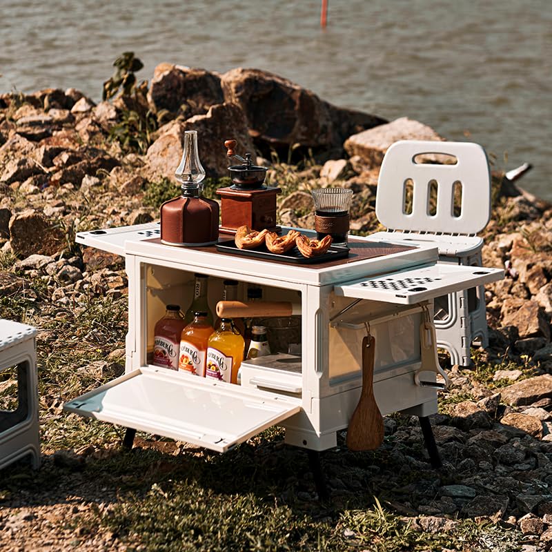 家具・インテリア FCRB SMALL FOLDABLE CONTAINER Floatlive Folding Camping Storage Box with Wooden Table Board